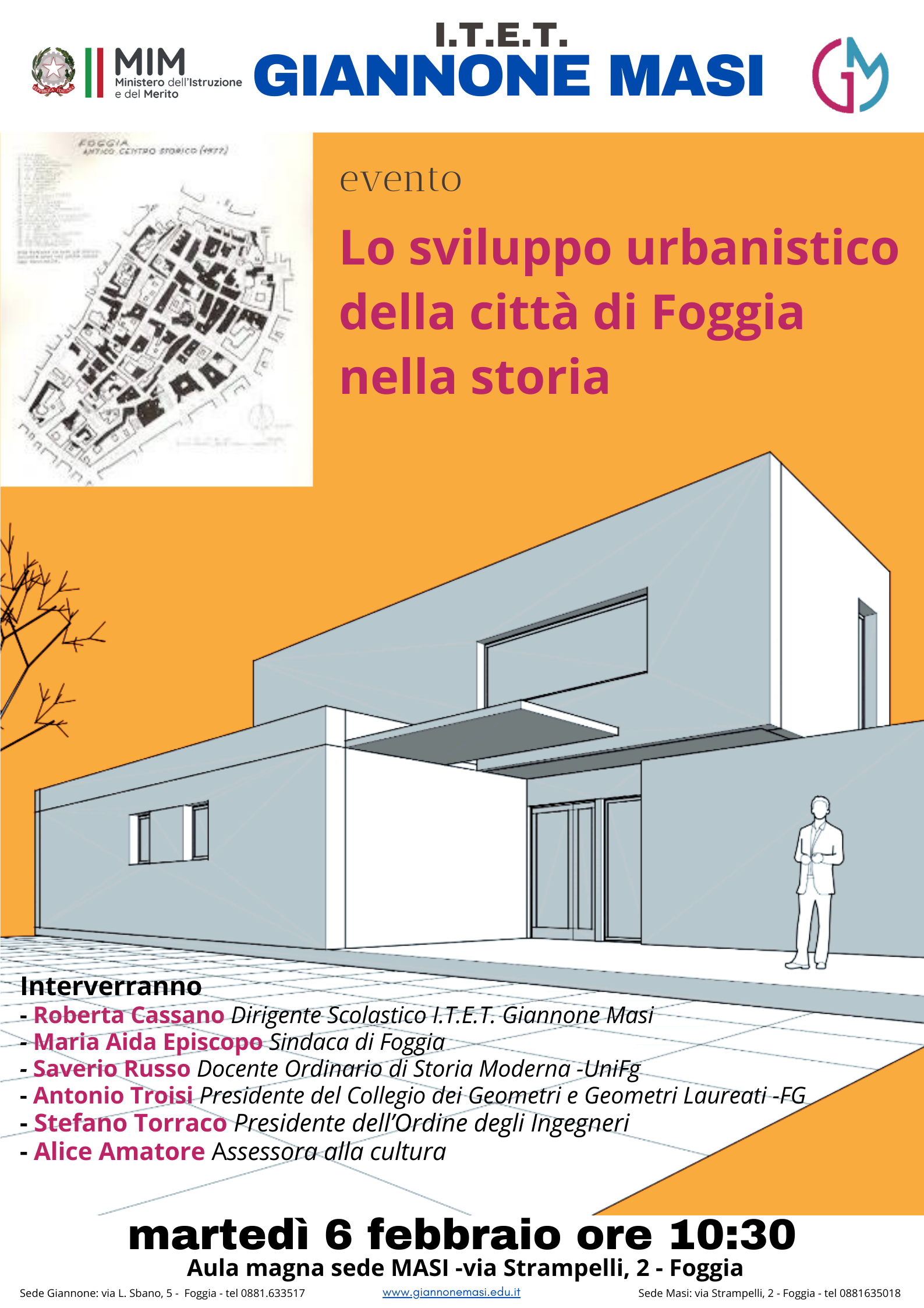 Locandina evento 6 febbraio Masi- Lo sviluppo urbanistico della città di Foggia nella storia